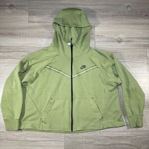 Nike Tech Fleece Windrunner Hoodie Cropped Full Zip Women's Green Jacket ‎ 2X